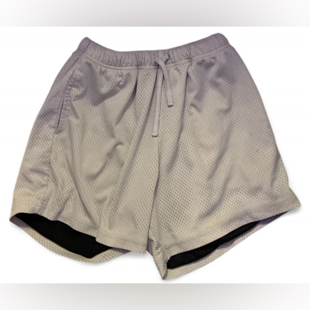 Nova Men Light Yellow Kitsch Mesh Drawstring Shorts with Black Lining Men Size M